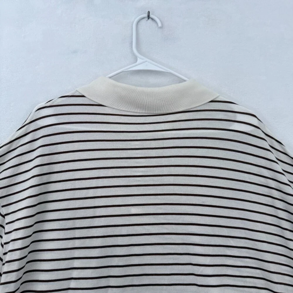 Polo Ralph Lauren Polo Shirt Mens 3XB Big Cream Stripe Preppy Casual